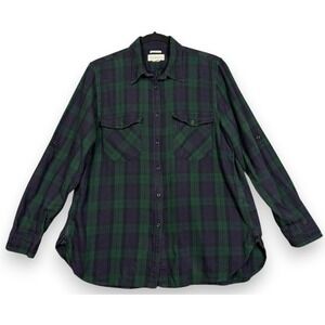 Denim & Supply Ralph Lauren Shirt Womens XL Green Black Watch Plaid Flannel Top